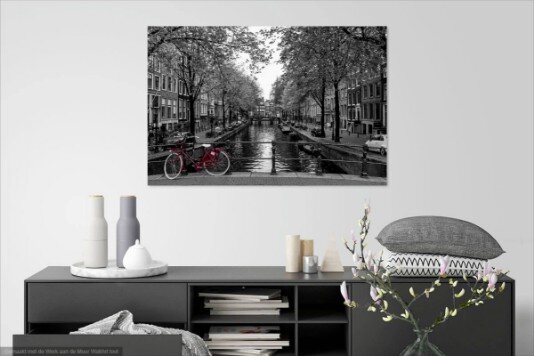 Zwart-wit met een selectieve kleur foto's van de stad Amsterdam