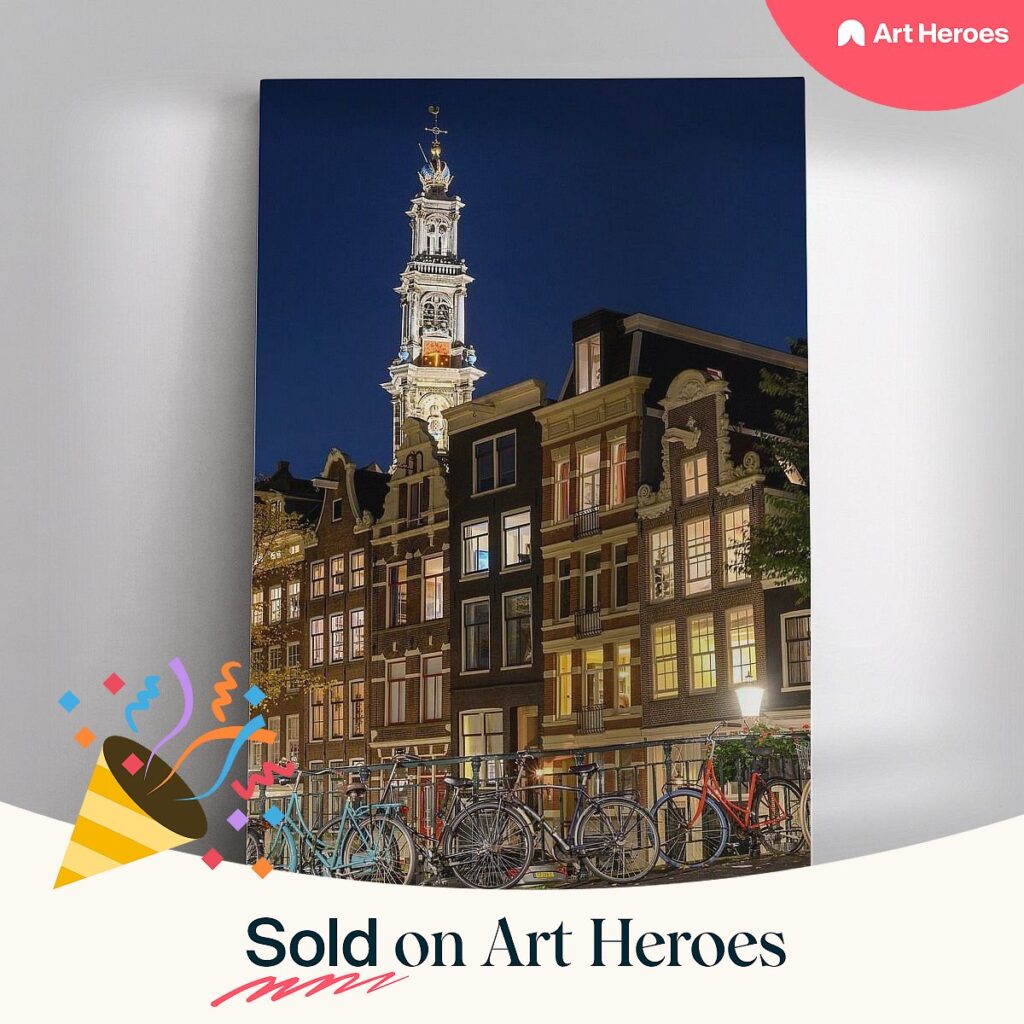 Bloemgracht met verlichte Westerkerktoren Amsterdam
