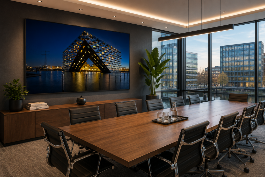 Visualisation of a meeting room with Amsterdam Sluishuis architecture photography
