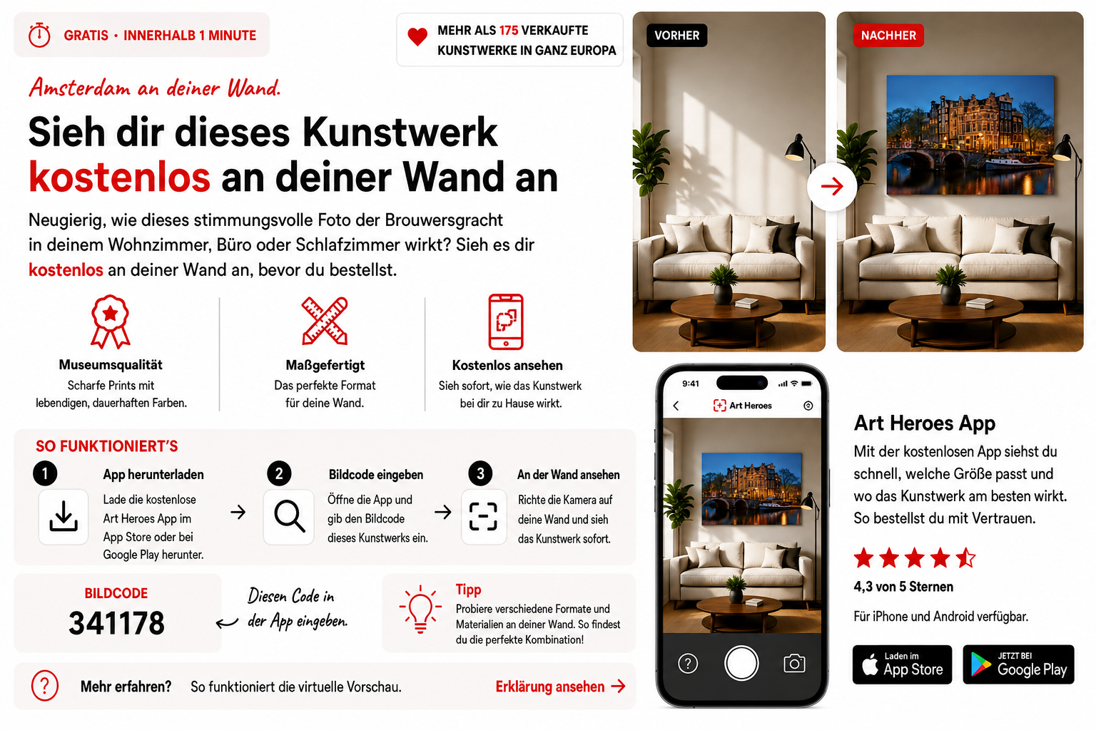 Brouwersgracht Fotografie kostenlos mit der Art Heroes App an der eigenen Wand ansehen