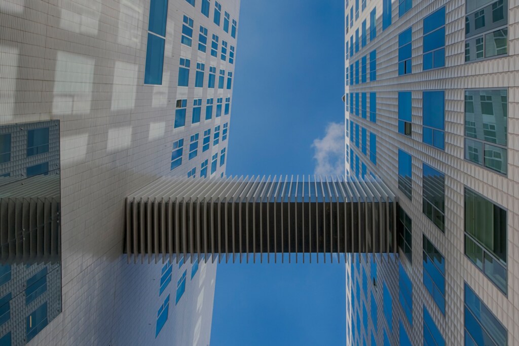 Architectural bridge connecting IJdock buildings